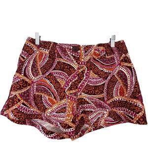 Manhattan Chino Shorts Women's 12‎ Paisley Stretch 36 x 4 Mid Rise Pink Orange
